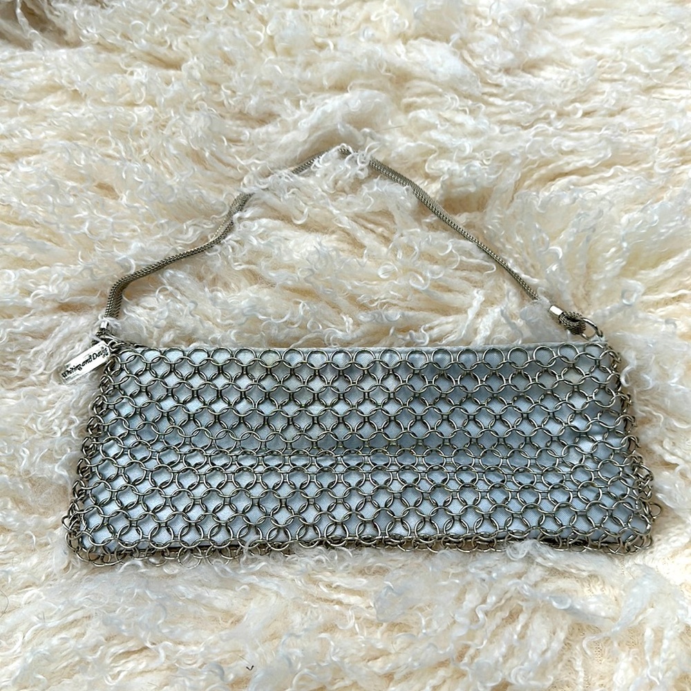 Whiting & Davis Silver Tone Wristlet Purse